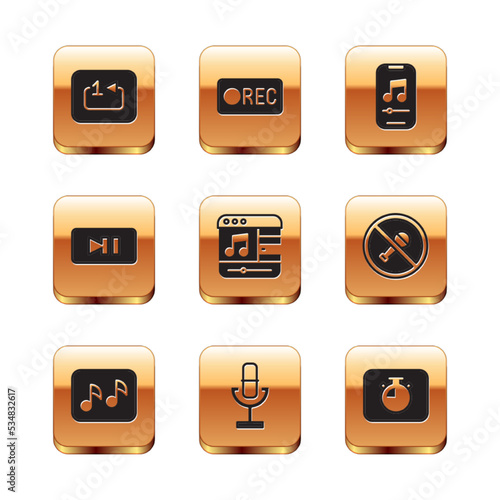 Set Repeat track music player, Music note, tone, Microphone, Pause button, Stopwatch and Record icon. Vector Free Download Set Repeat track music player, Music note, tone, Microphone, Pause button, Stopwatch and Record icon. Vector - GFXLoad