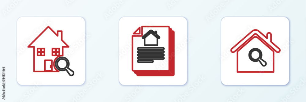 Set line Search house, and House contract icon. Vector Set line Search house, and House contract icon. Vector