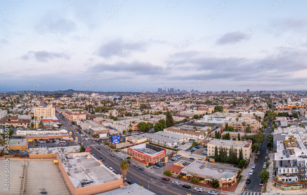 Aerial: Los Angeles, California, beautiful cityscape. Drone View 