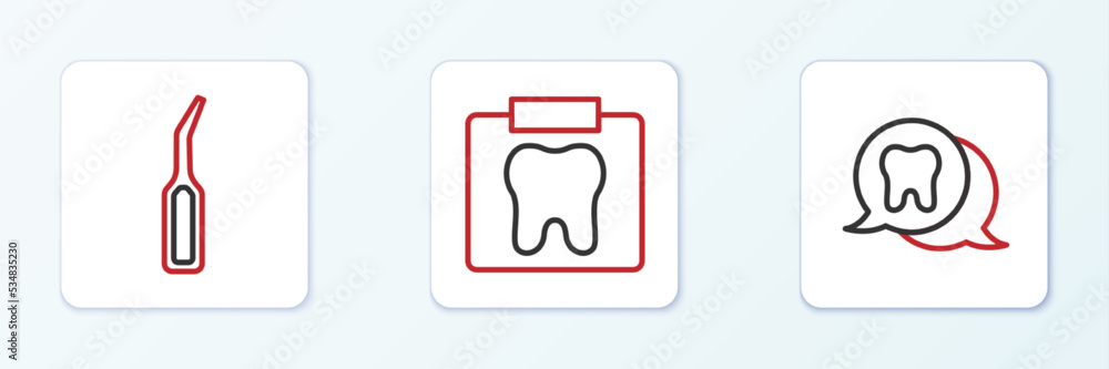 Set line Tooth, Dental explorer scaler and X-ray of tooth icon. Vector Set line Tooth, Dental explorer scaler and X-ray of tooth icon. Vector