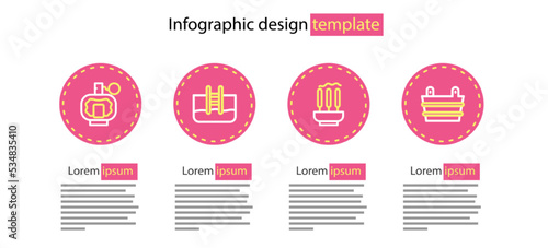 Set line Incense sticks, Sauna bucket, Swimming pool with ladder and Aftershave icon. Vector