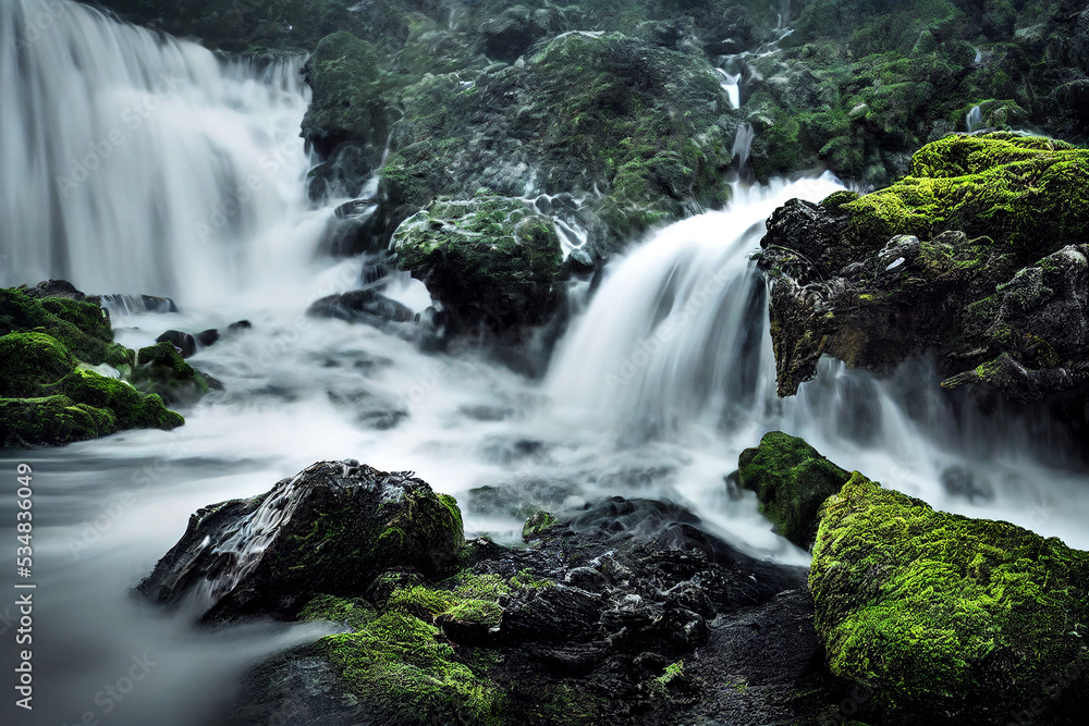 Naklejka premium Computer Illustration of a waterfall