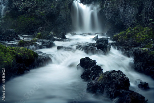 Computer Illustration of a waterfall