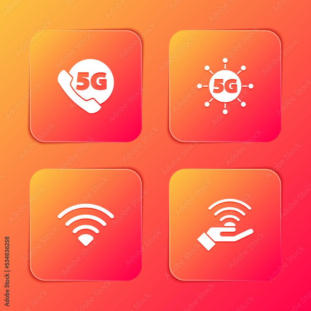 Set Phone with 5G network, , Wi-Fi wireless and icon. Vector Set Phone with 5G network, , Wi-Fi wireless and icon. Vector