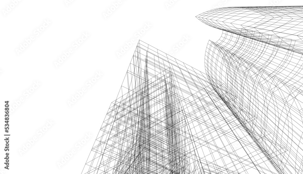 Linear architectural drawing vector illustration Linear architectural drawing vector illustration