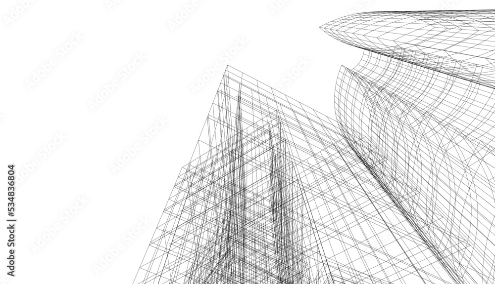 Linear architectural drawing vector illustration