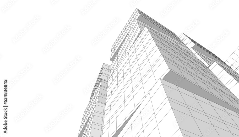 Linear architectural drawing vector illustration Linear architectural drawing vector illustration