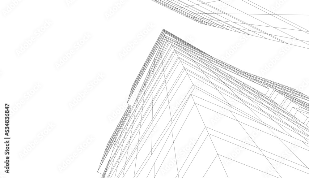 Linear architectural drawing vector illustration Linear architectural drawing vector illustration