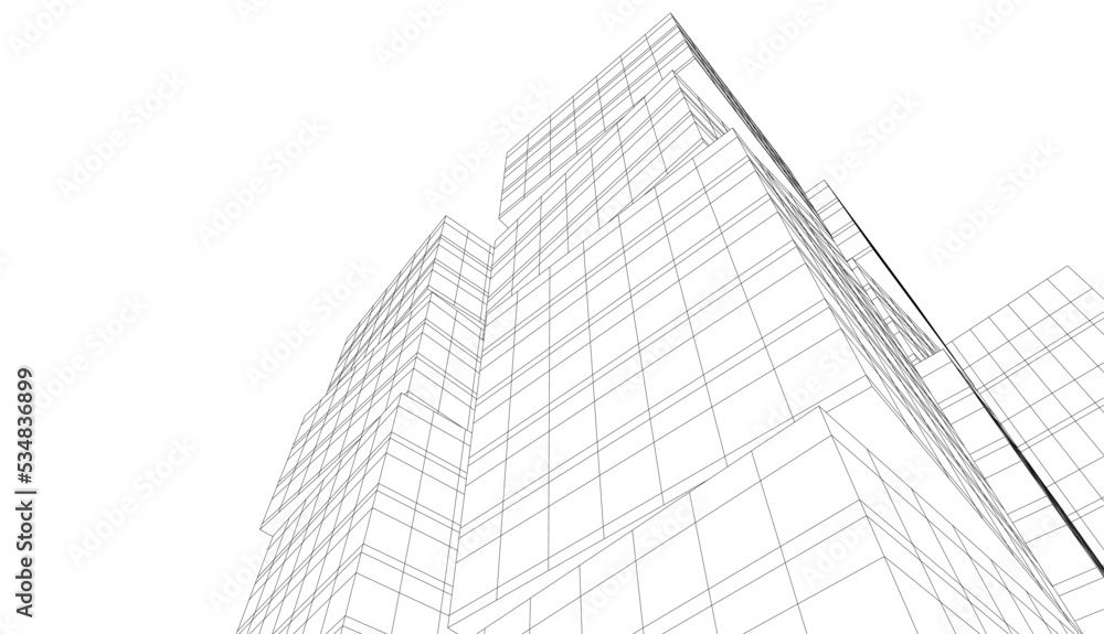 Linear architectural drawing vector illustration Linear architectural drawing vector illustration
