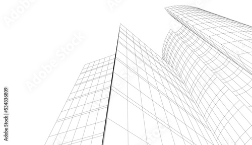 Linear architectural drawing vector illustration