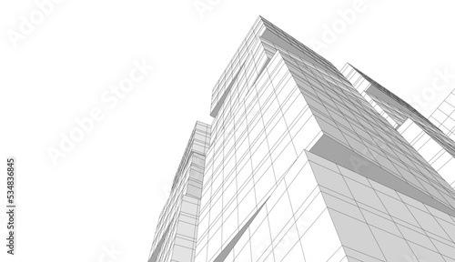 Linear architectural drawing vector illustration