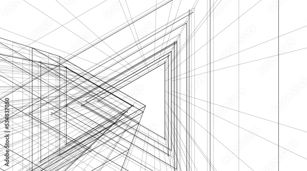 Linear architectural drawing vector illustration Linear architectural drawing vector illustration