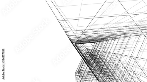 Linear architectural drawing vector illustration