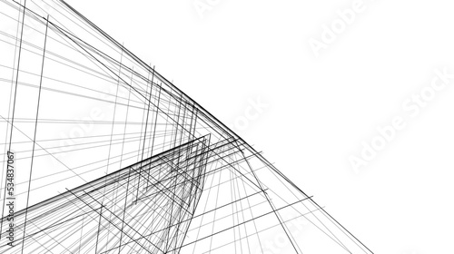 Linear architectural drawing vector illustration