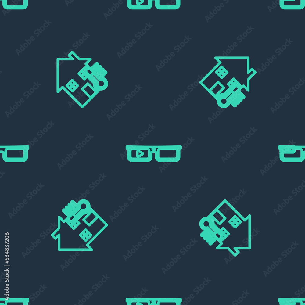 Set line Smart glasses, House temperature and on seamless pattern. Vector Set line Smart glasses, House temperature and on seamless pattern. Vector