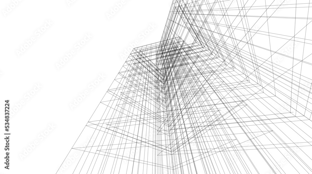 Linear architectural drawing vector illustration Linear architectural drawing vector illustration