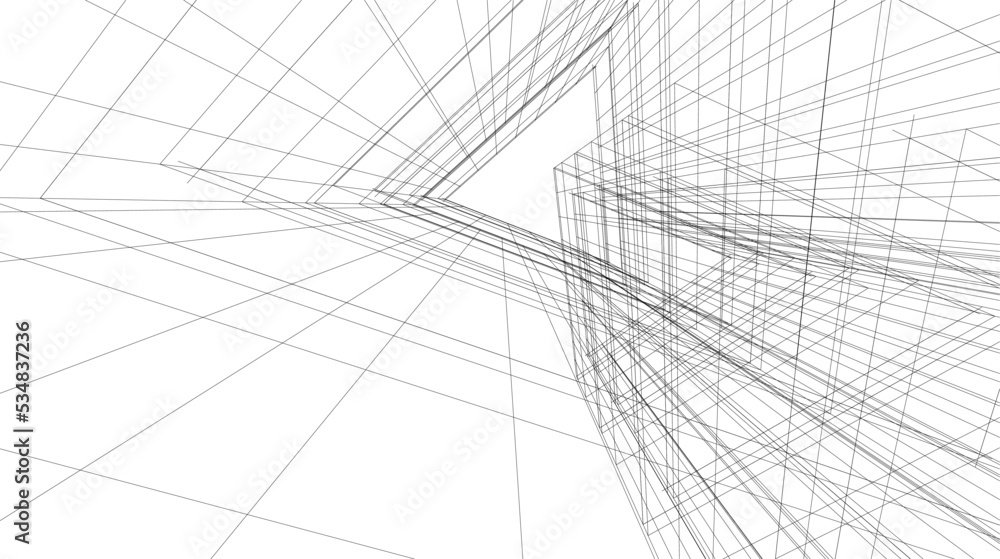 Linear architectural drawing vector illustration Linear architectural drawing vector illustration