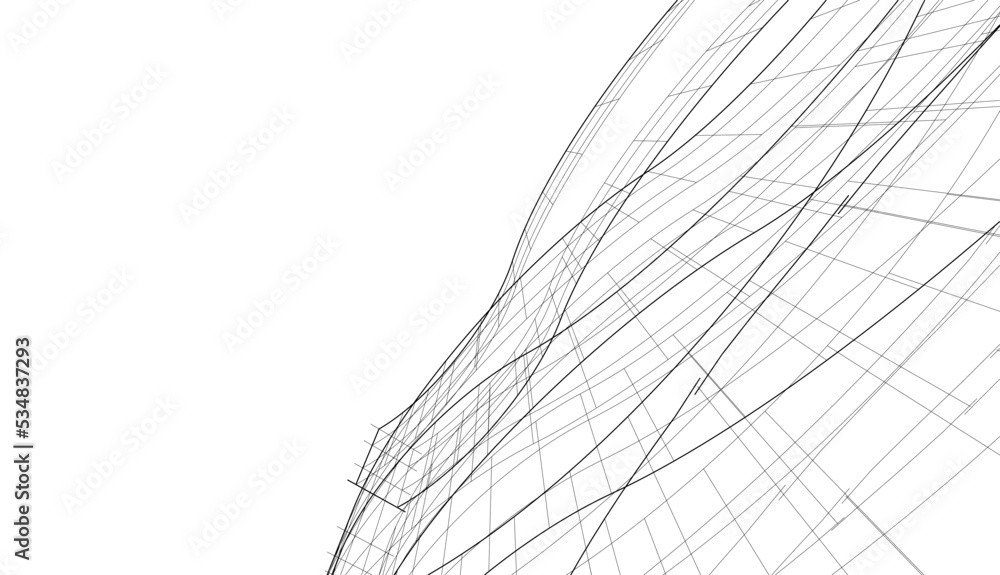 Linear architectural drawing vector illustration Linear architectural drawing vector illustration