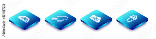 Set Isometric line Taco with tortilla, Ice cream, and icon. Vector