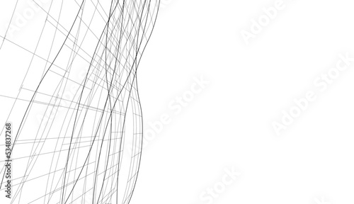 Linear architectural drawing vector illustration