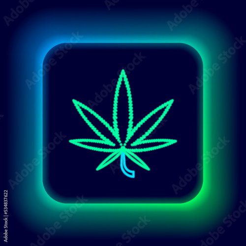 Glowing neon line Medical marijuana or cannabis leaf icon isolated on black background. Hemp symbol. Colorful outline concept. Vector