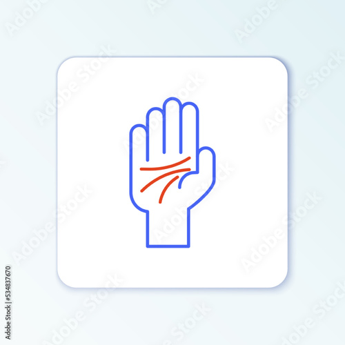 Line Palmistry of the hand icon isolated on white background. Colorful outline concept. Vector