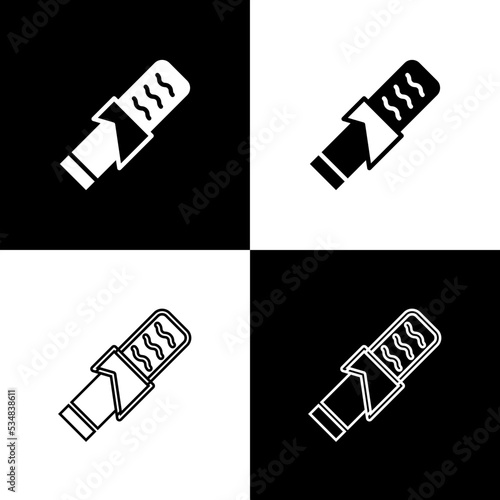 Set Protein sport bar icon isolated on black and white background. Energy snack icon. Organic sweets. Vector