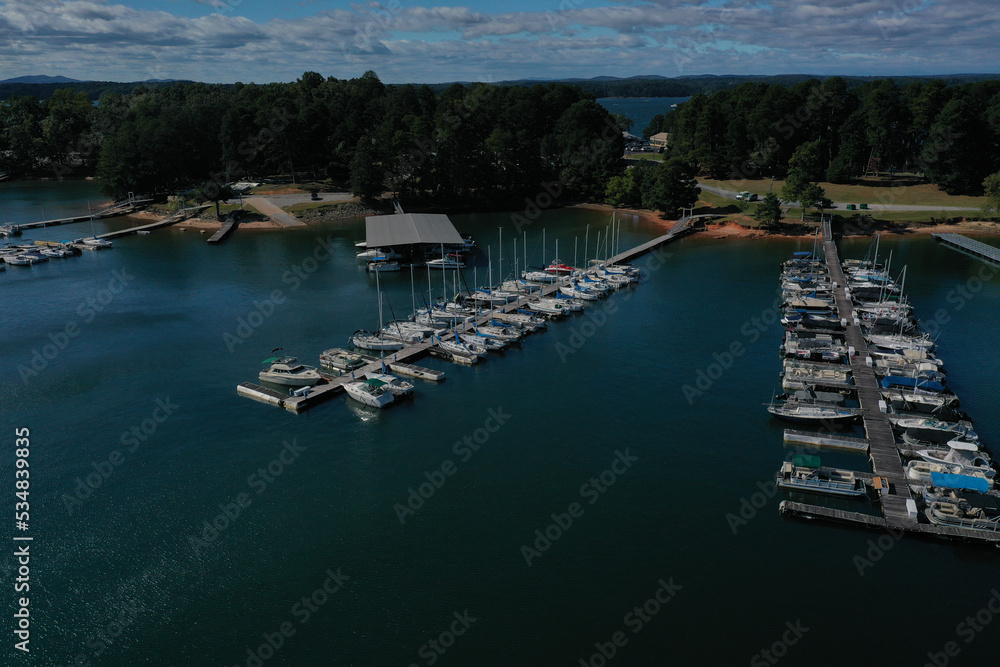 Aerial view of Marina at Lake Lanier.