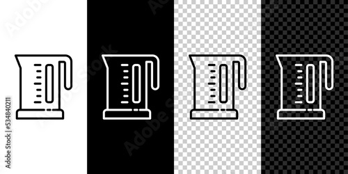 Set line Electric kettle icon isolated on black and white background. Teapot icon. Vector