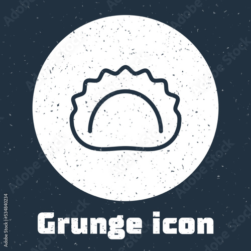 Grunge line Dumplings icon isolated on grey background. Pierogi, varenyky, pelmeni, ravioli. Traditional Ukrainian food. Monochrome vintage drawing. Vector