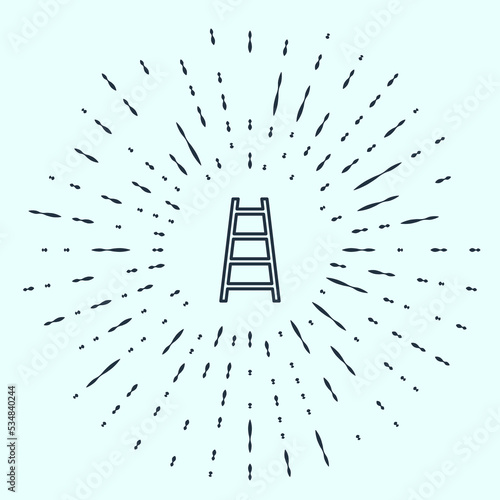 Black line Stair with finish flag icon isolated on grey background. Career growth business concept. Concept of business development. Abstract circle random dots. Vector