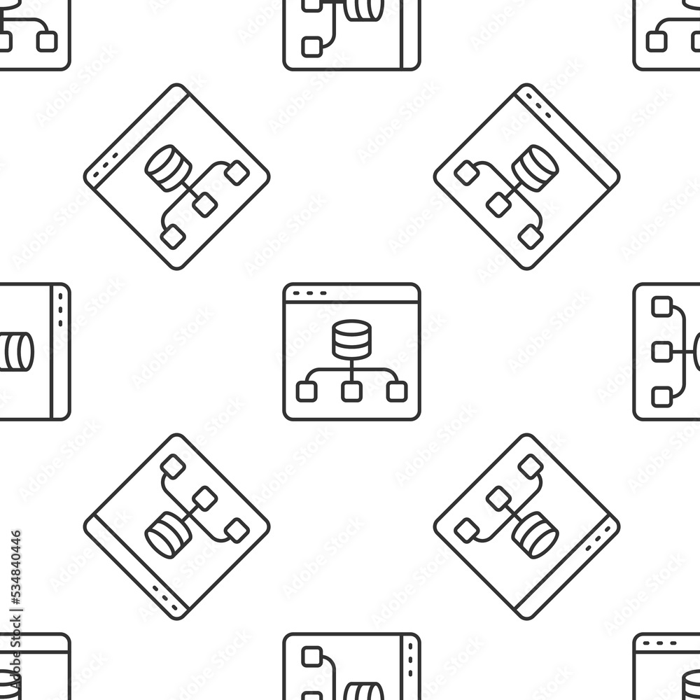 Grey line Server, Data, Web Hosting icon isolated seamless pattern on white background. Vector Grey line Server, Data, Web Hosting icon isolated seamless pattern on white background. Vector