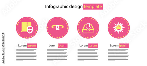 Set line Shit, Laptop with shield, Diploma rolled scroll and Smartphone icon. Vector