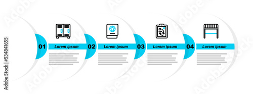 Set line Football goal, Planning strategy concept, learning book and Locker or changing room icon. Vector