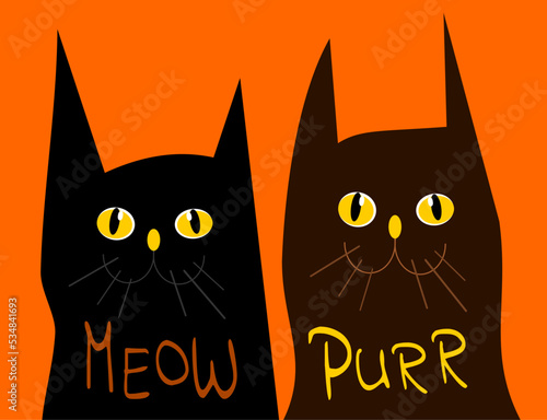 Silly cartoon cats purring and meowing