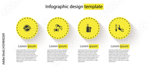 Set No smoking, Hypnosis, Electronic cigarette and Giving up. Business infographic template. Vector