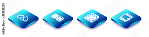 Set Isometric line Cryptocurrency cloud mining, Smart contract, ASIC Miner and wallet icon. Vector