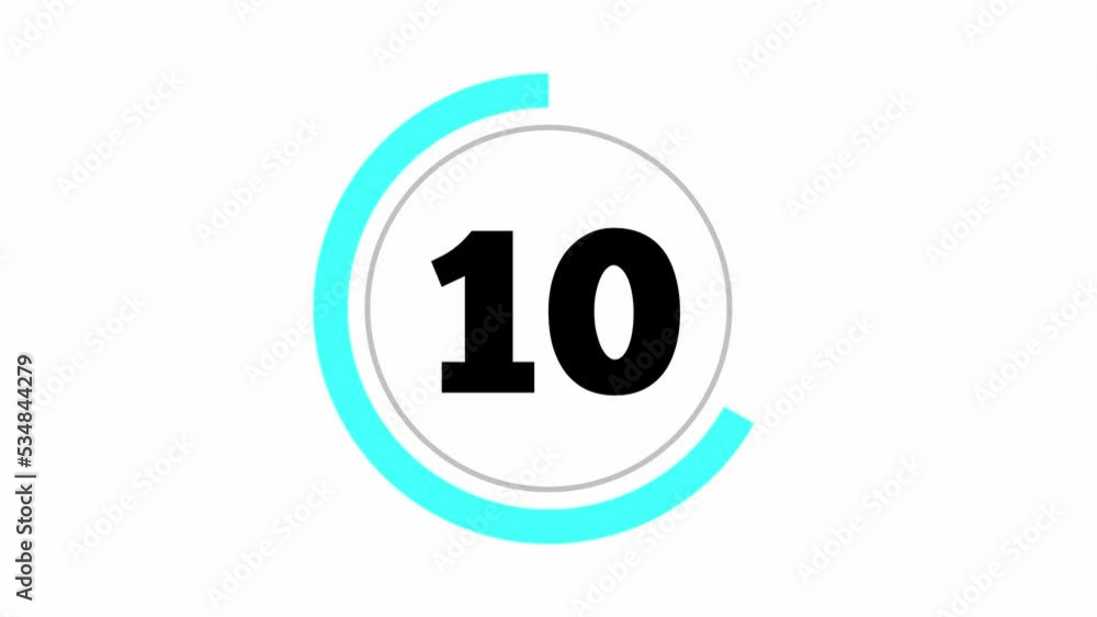 Simple 15 seconds countdown timer. Thick numbers and animated circle shaped indicator. Turquoise and Grey colour on white background. Simple 15 seconds countdown timer. Thick numbers and animated circle shaped indicator. Turquoise and Grey colour on white background.