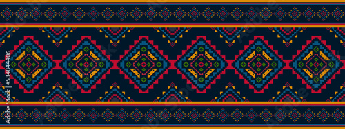 Ikat ethnic seamless pattern decorative design. Aztec fabric carpet boho mandalas textile decor wallpaper. Tribal native motif decoration traditional embroidery vector 