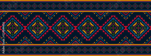 Ikat ethnic seamless pattern decorative design. Aztec fabric carpet boho mandalas textile decor wallpaper. Tribal native motif decoration traditional embroidery vector 