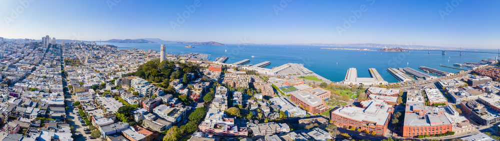 Aerial: scenic San Francisco Bay Area. Drone view 