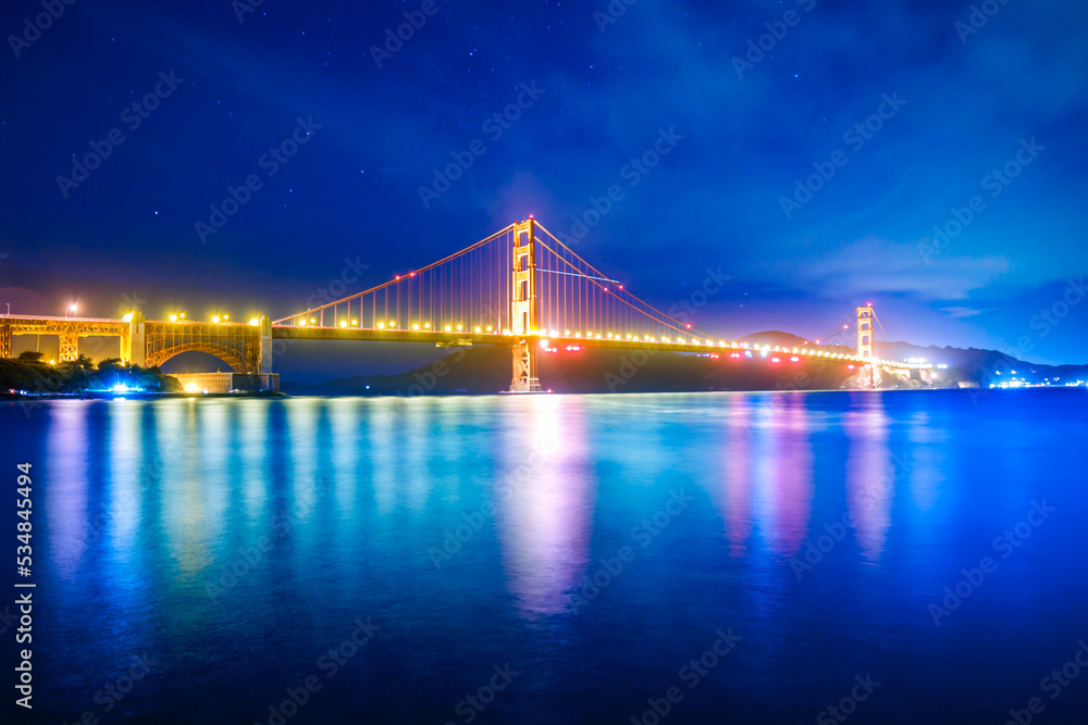 Epic view of the Golden Gate Bridge at night

