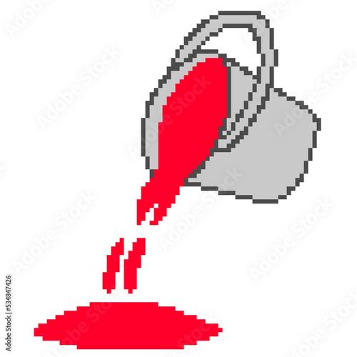 Bucket and red paint pixel art