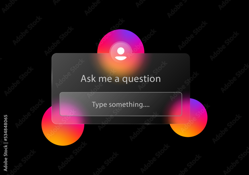 Ask me a question banner frame in glassmorphism background with ...