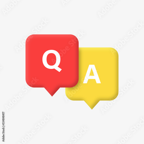 faq icon sign, question and answer in 3d speech bubble icon button. ask question signs, Questions and answers or Q&A dialogue bubbles icon ask, help, support, info, asking icons signs