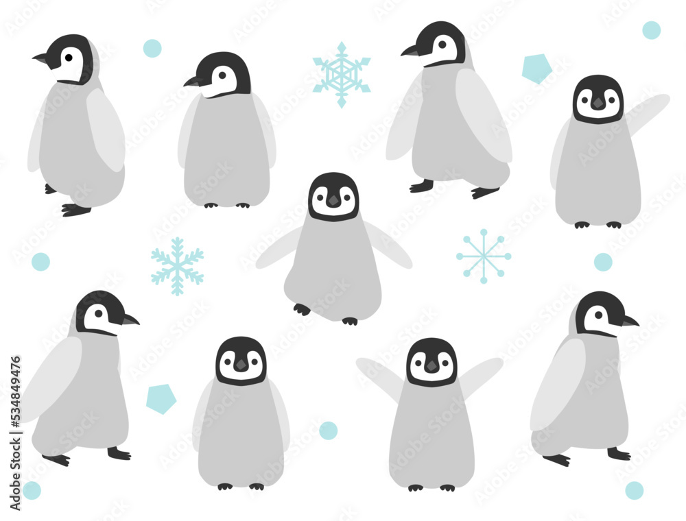 Obraz premium ペンギンの子どものイラストのセット