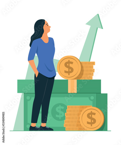 Wallpaper Mural Woman with Growth Money Saving Concept Illustration Torontodigital.ca