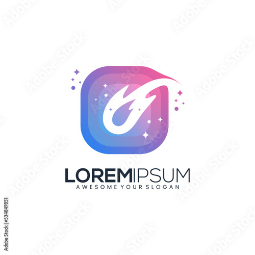 meteorit icon logo design gradient color