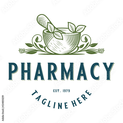 Tela pharmacy vintage vector logo