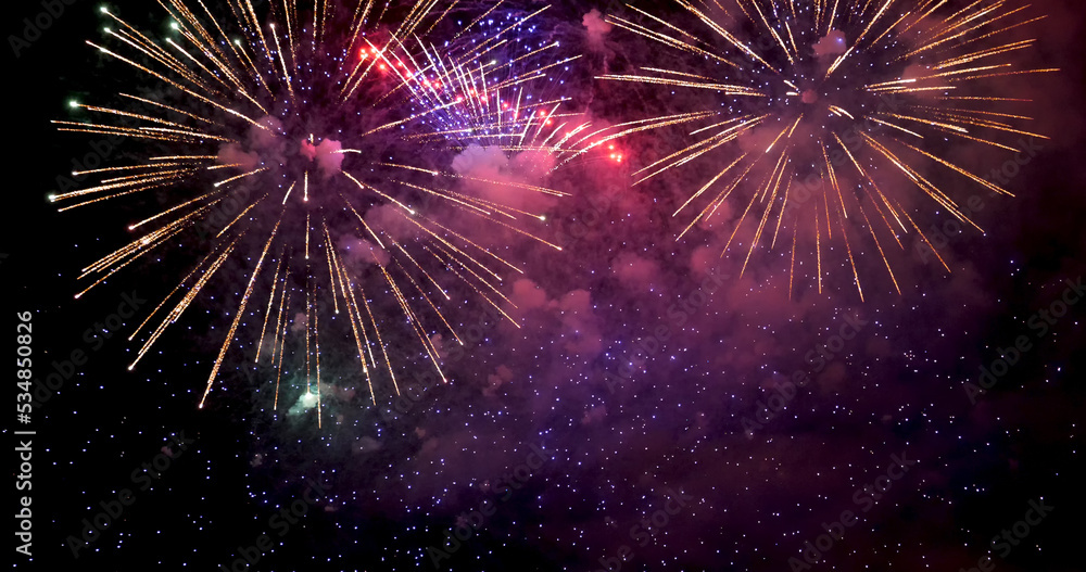 Purple Firework celebrate anniversary happy new year 2023, 4th of july holiday festival. Purple firework in night time celebrate national holiday. Violet firework Countdown to new year 2023 festival Purple Firework celebrate anniversary happy new year 2023, 4th of july holiday festival. Purple firework in night time celebrate national holiday. Violet firework Countdown to new year 2023 festival